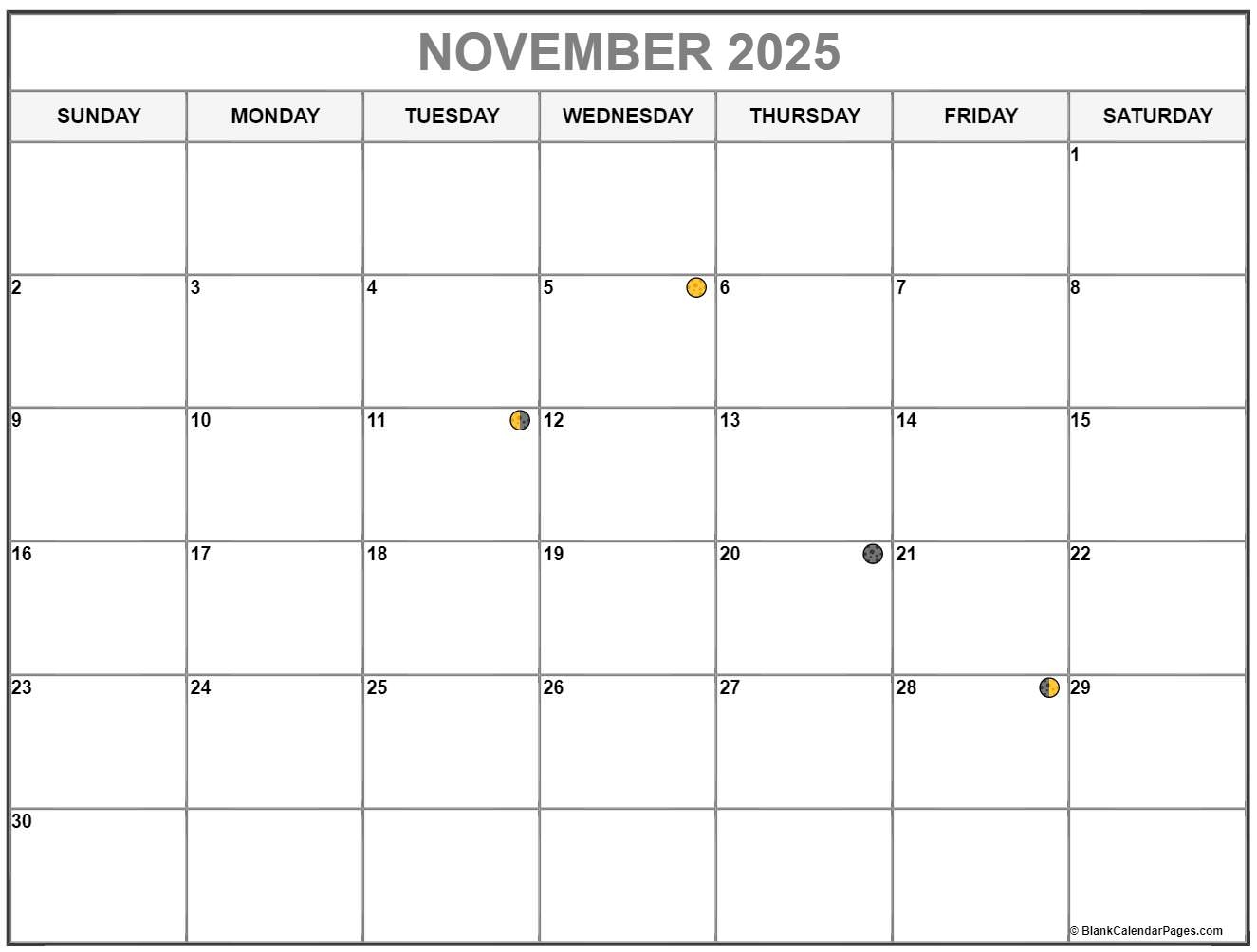 Moon Calendar November 2025