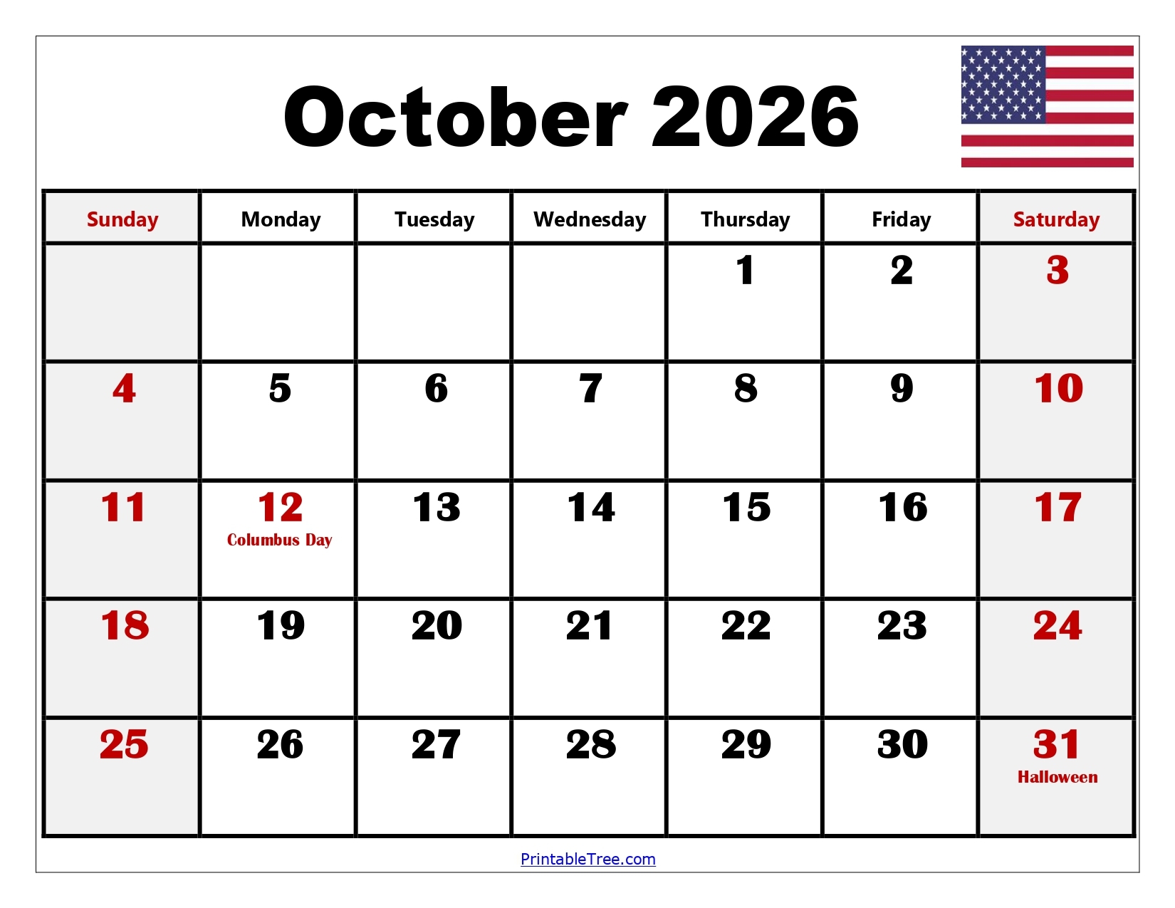 October 2026 To January 2026 Calendar