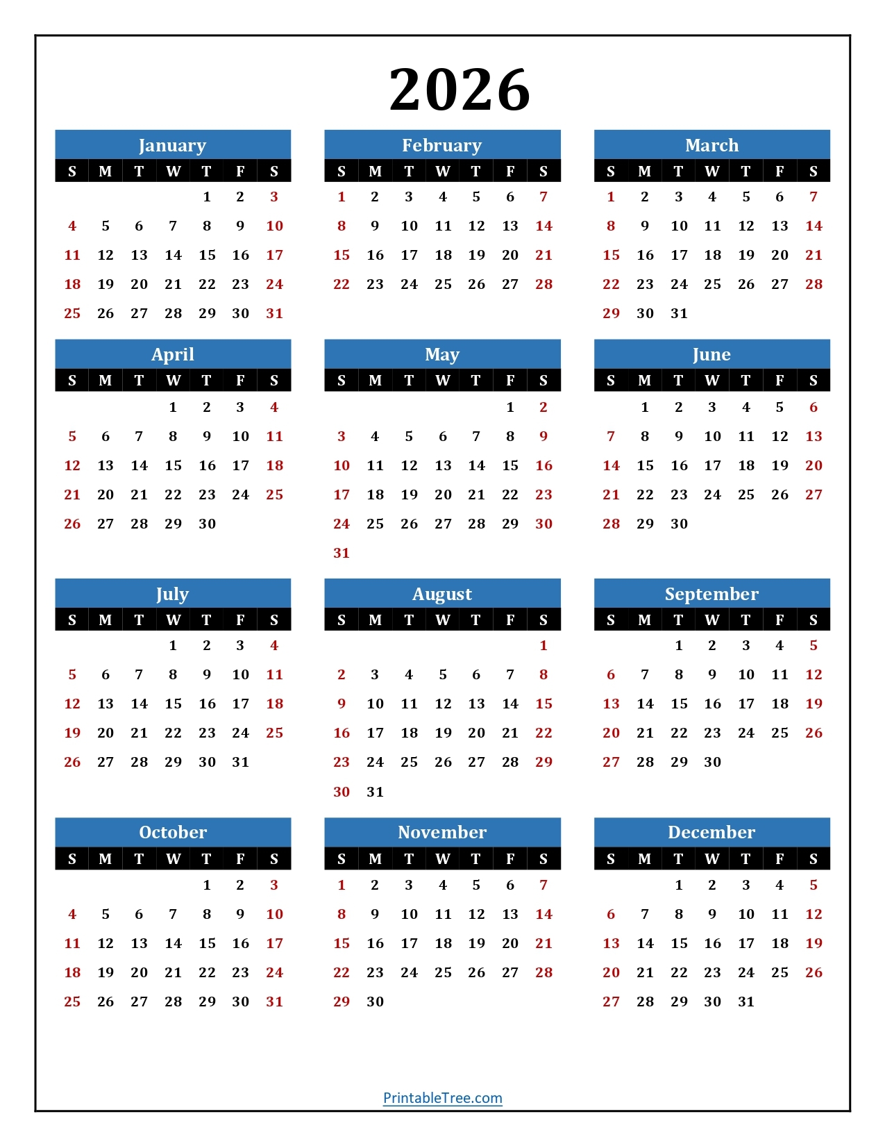 January 2026 Calendar With Us Holidays