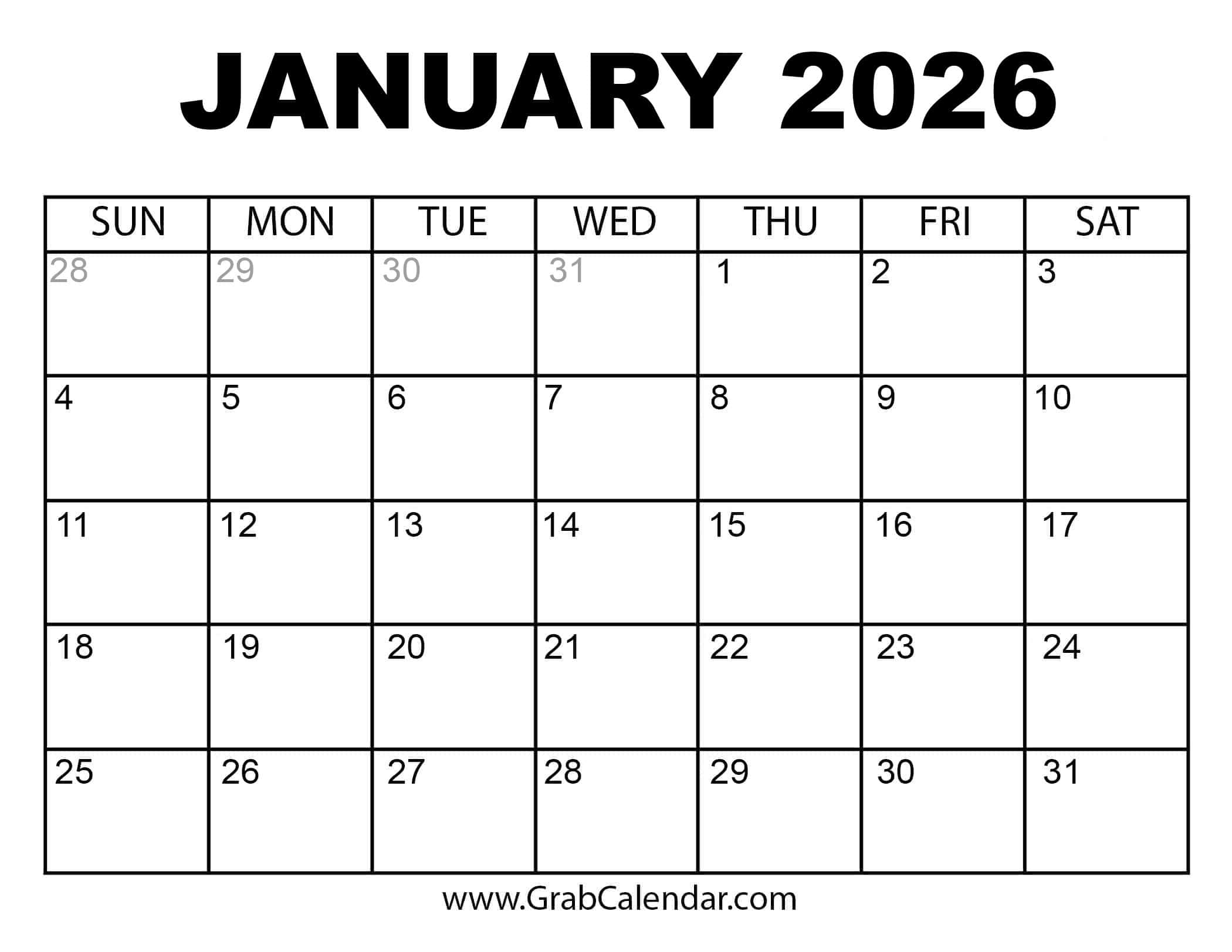January 15 2026 Calendar