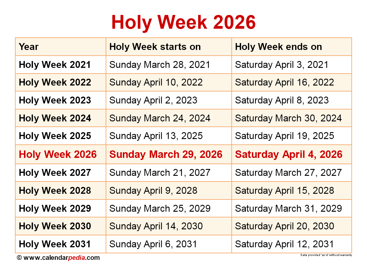 When Is Holy Week 2026