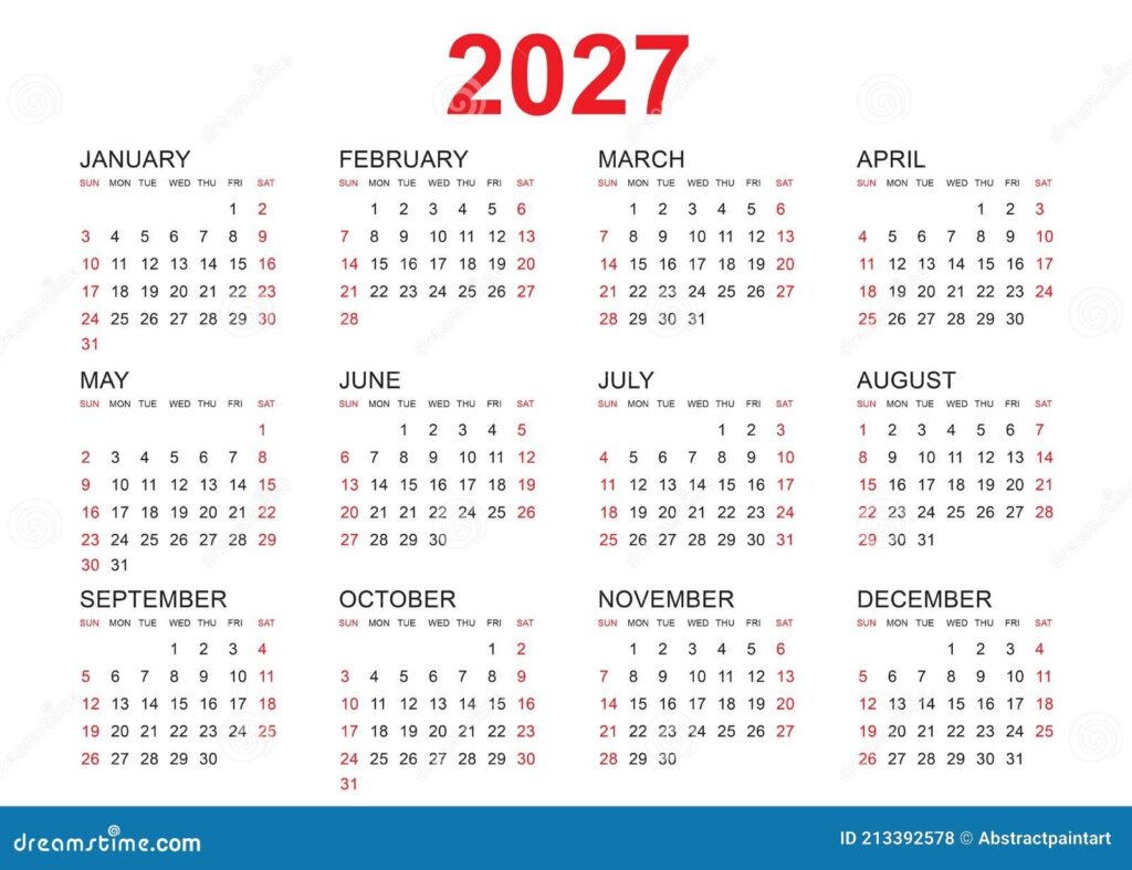 12 Month Calendar On One Page 2027 – We Love Printables 12 Month Calendar On One Page 2027 - We Love Printables