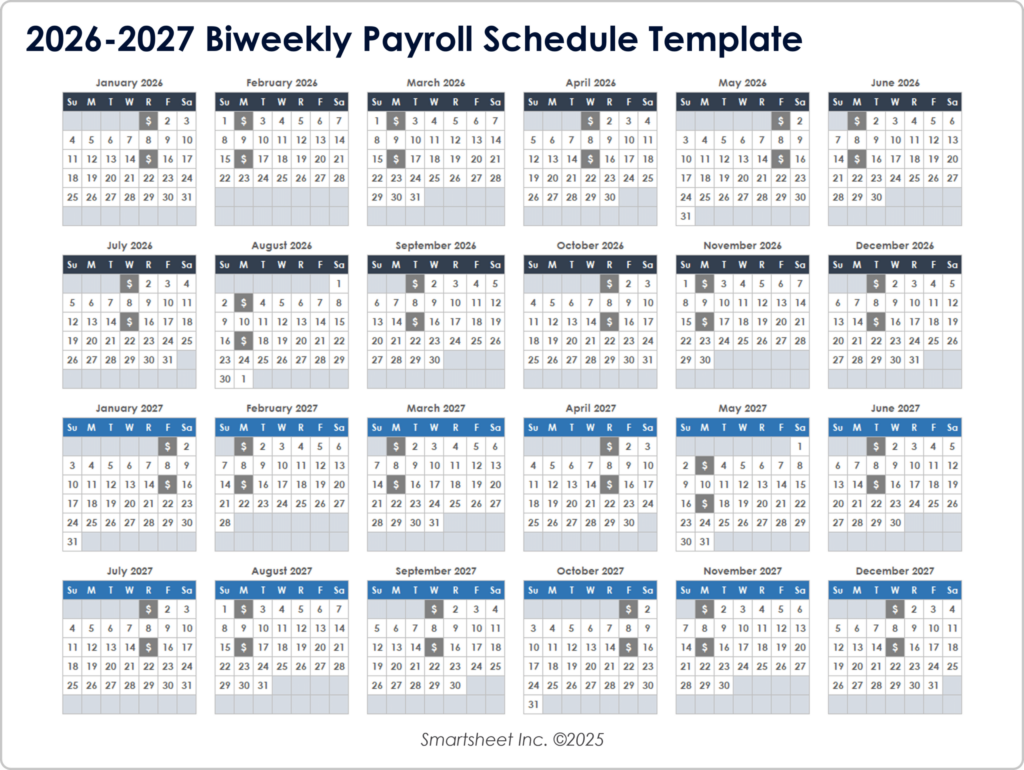 2027 Biweekly Payroll Calendar Template: Streamline Your Payroll ...