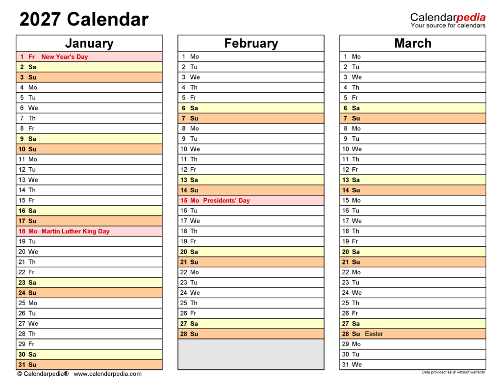 2027 Calendar – 21 Free PDF Templates, Ready to Print 2027 Calendar - 21 Free PDF Templates, Ready to Print