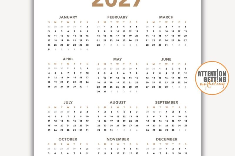 2027 Calendar At A Glance Printable