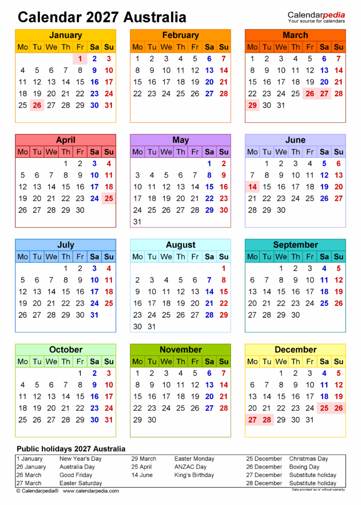 2027 Calendar Australia Printable Free – Australia Calendar 2027 – 20 Free Printable PDF Templates 2027 Calendar Australia Printable Free - Australia Calendar 2027 - 20 Free Printable PDF Templates