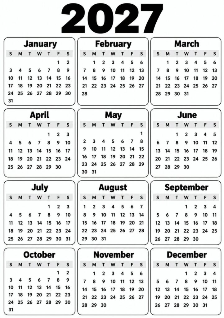 2027 Calendar Printable For Planner 2027 Calendar Printable For Planner