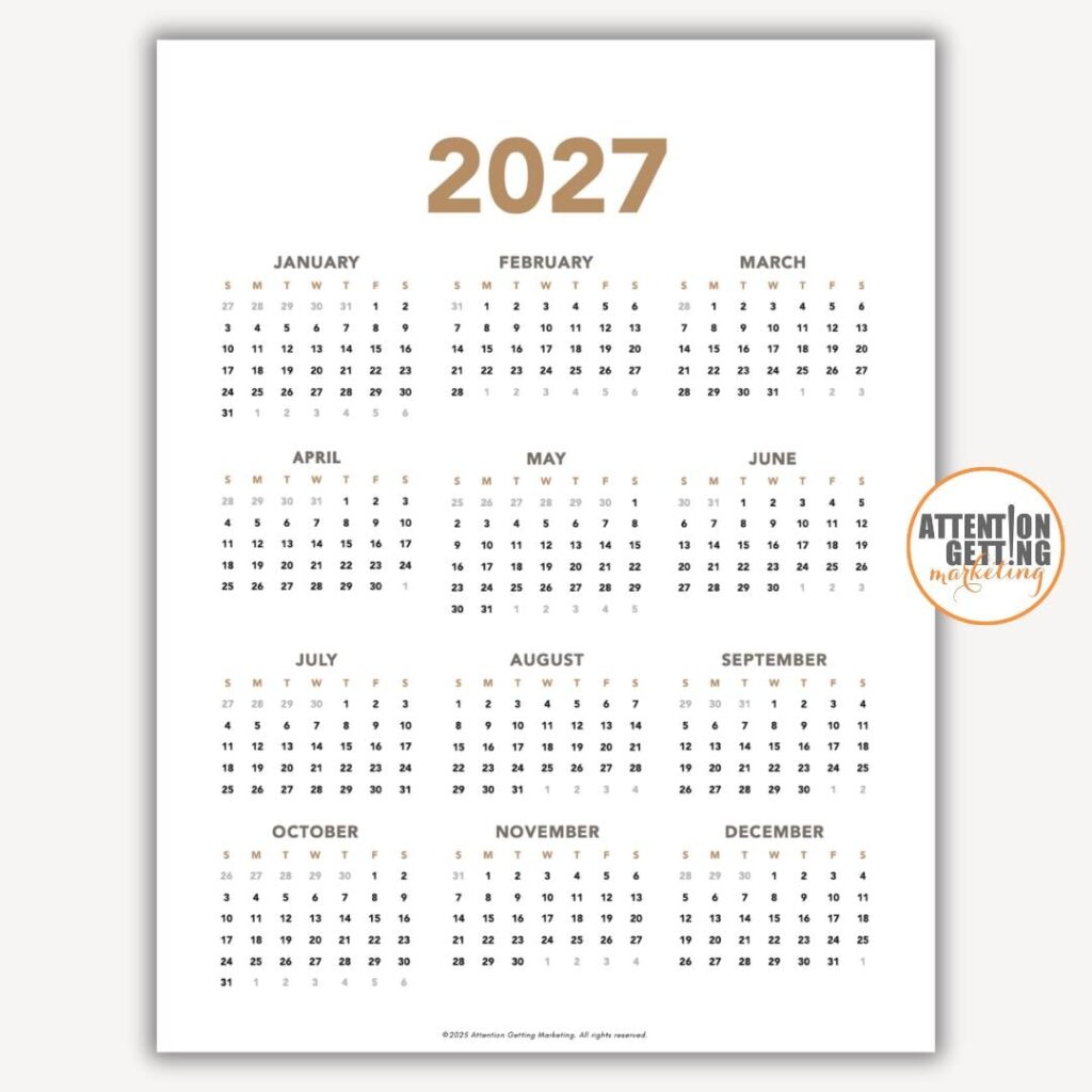 2027 Calendar Printable Year at a Glance PDF, 2027 One Page Calendar … 2027 Calendar Printable Year at a Glance PDF, 2027 One Page Calendar ...