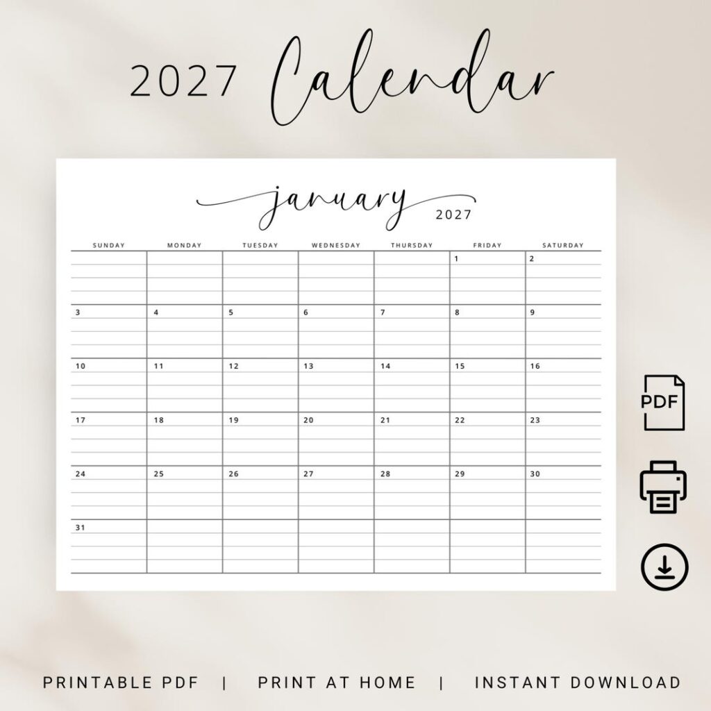 2027 Calendar With Lines 2027 Monthly Planner 2027 Lined Printable … 2027 Calendar With Lines 2027 Monthly Planner 2027 Lined Printable ...