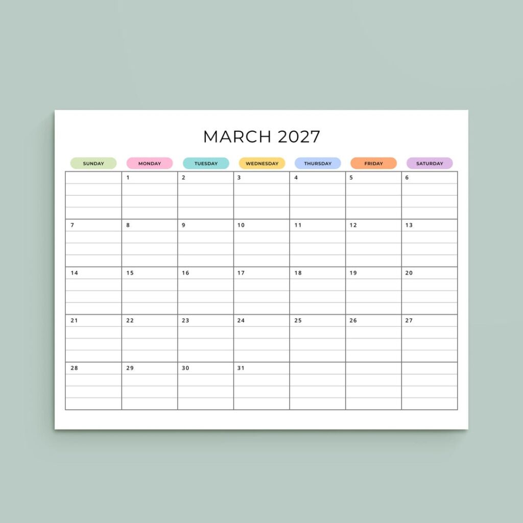 2027 Monthly Calendar With Lines PRINTABLE PDF 2027 Planner Lined … 2027 Monthly Calendar With Lines PRINTABLE PDF 2027 Planner Lined ...