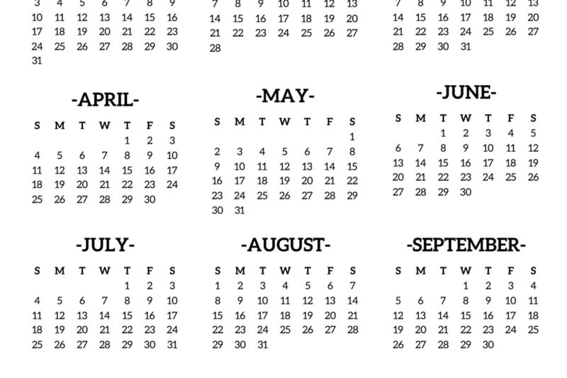 2027 Single Page Calendar Printable