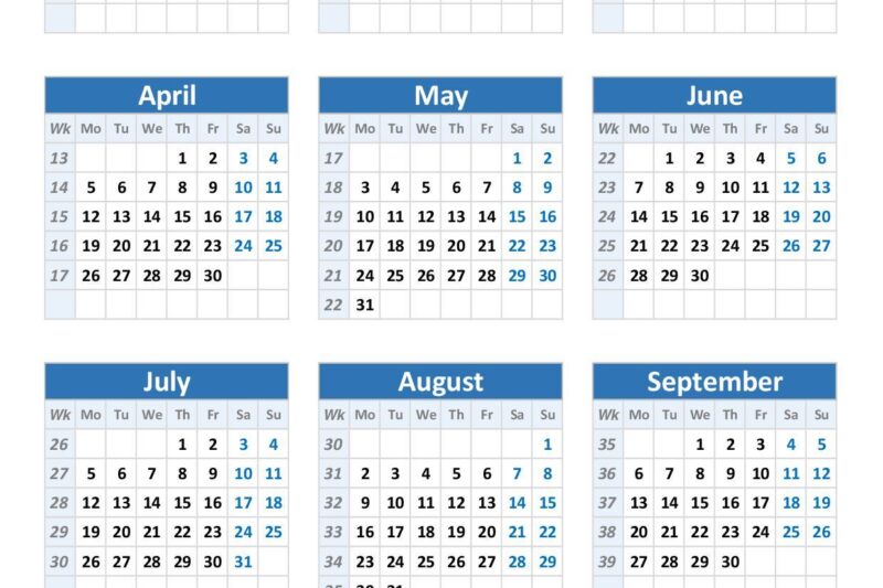 2027 Work Week Calendar Printable