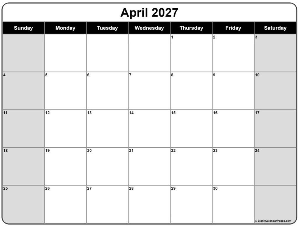 April 2027 calendar | free printable calendar