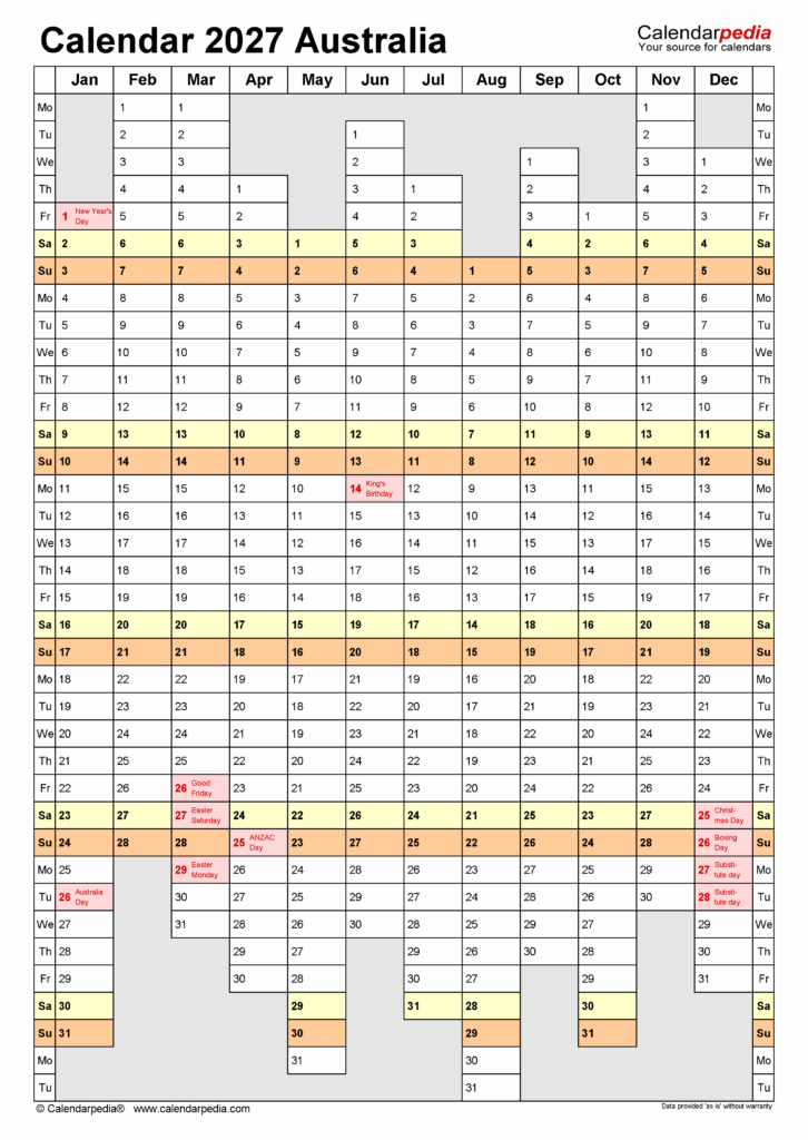 Australia Calendar 2027 – 20 Free Printable Excel Templates Australia Calendar 2027 - 20 Free Printable Excel Templates