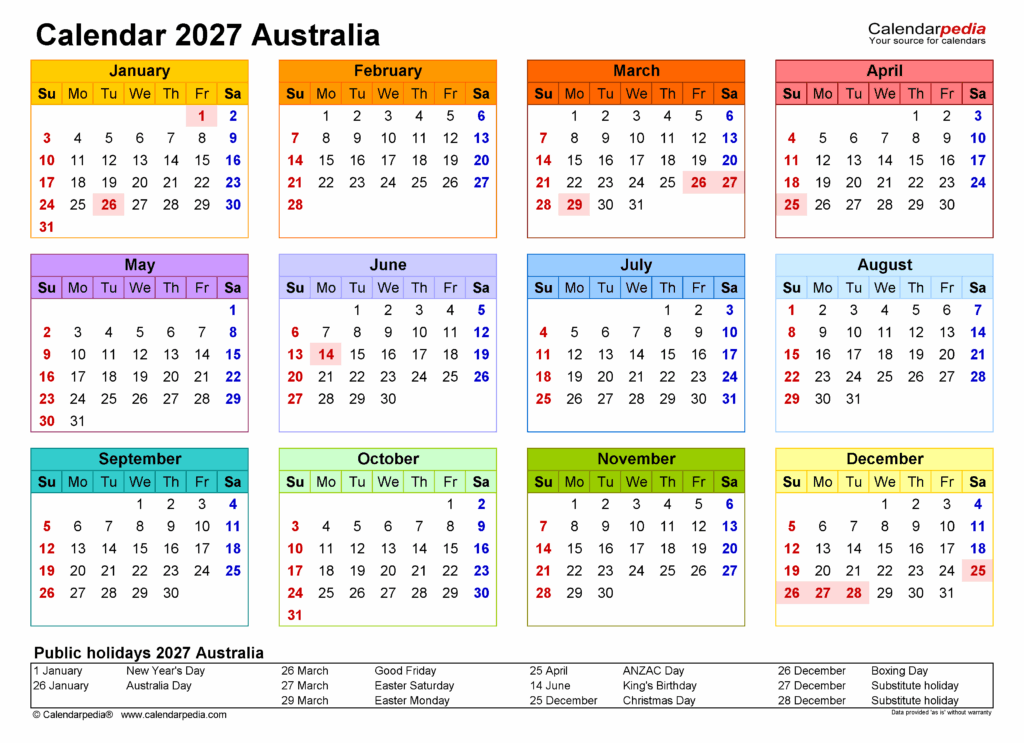 Australia Calendar 2027 – 20 Free Printable Excel Templates Australia Calendar 2027 - 20 Free Printable Excel Templates
