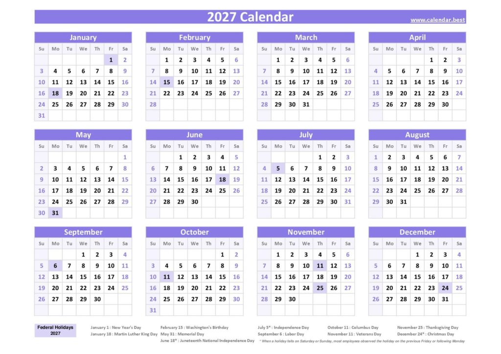 Calendar 2027 To 2027 Printable – 2027 Printable Calendar with Week Numbers, Blank & Holidays Calendar 2027 To 2027 Printable - 2027 Printable Calendar with Week Numbers, Blank & Holidays
