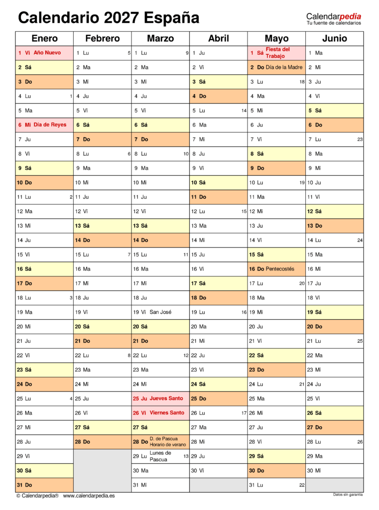 Calendario 2027 PDF para imprimir: 20 plantillas gratis