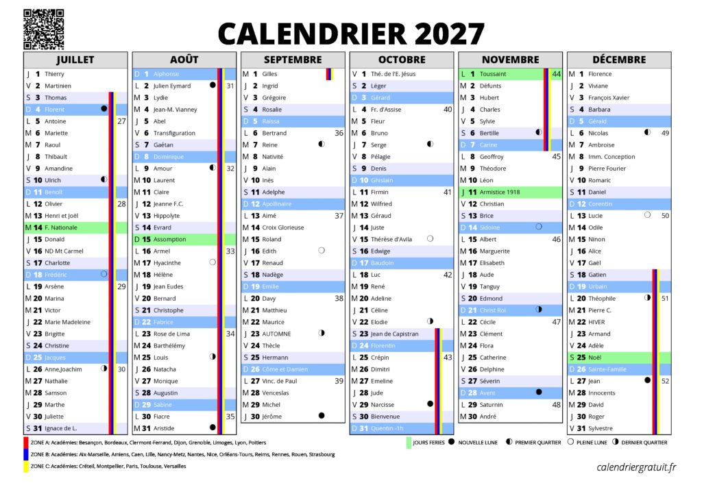 Calendrier 2027 | calendriergratuit.fr Calendrier 2027 | calendriergratuit.fr