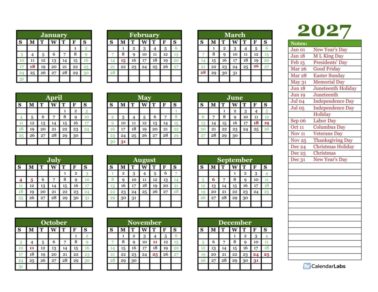Editable 2027 Calendar Template Word - Free Editable 2027 Yearly Word Calendar - Free Printable Templates