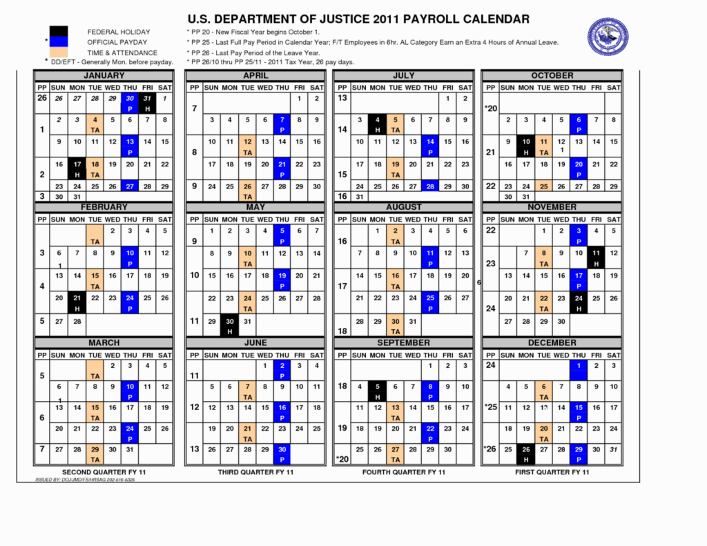 Federal Pay Period Calendar For 2027 With Holidays Printable - Free ...