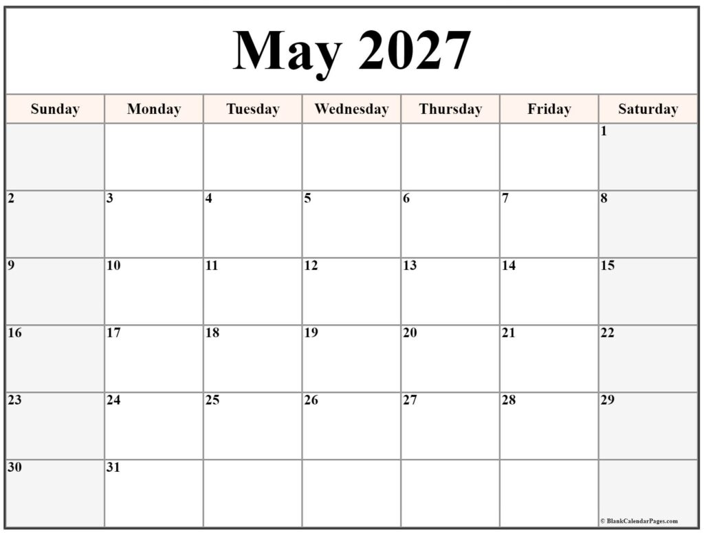 Free May 2027 Calendar Printable - May 2027 calendar | free printable calendar