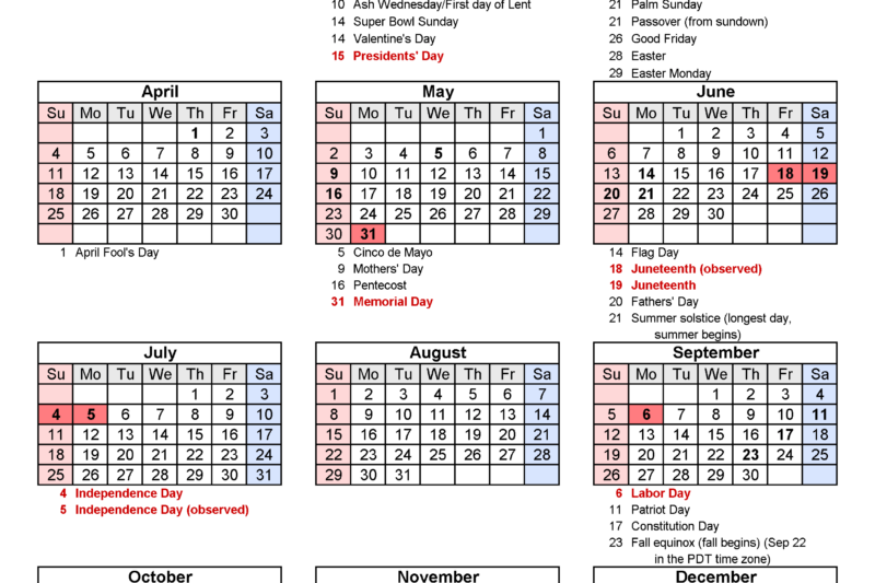 Free Printable 2027 Calendar With Holidays