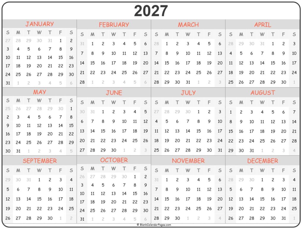 Free Printable 2027 Yearly Calendar - calendar.sorteasport.com