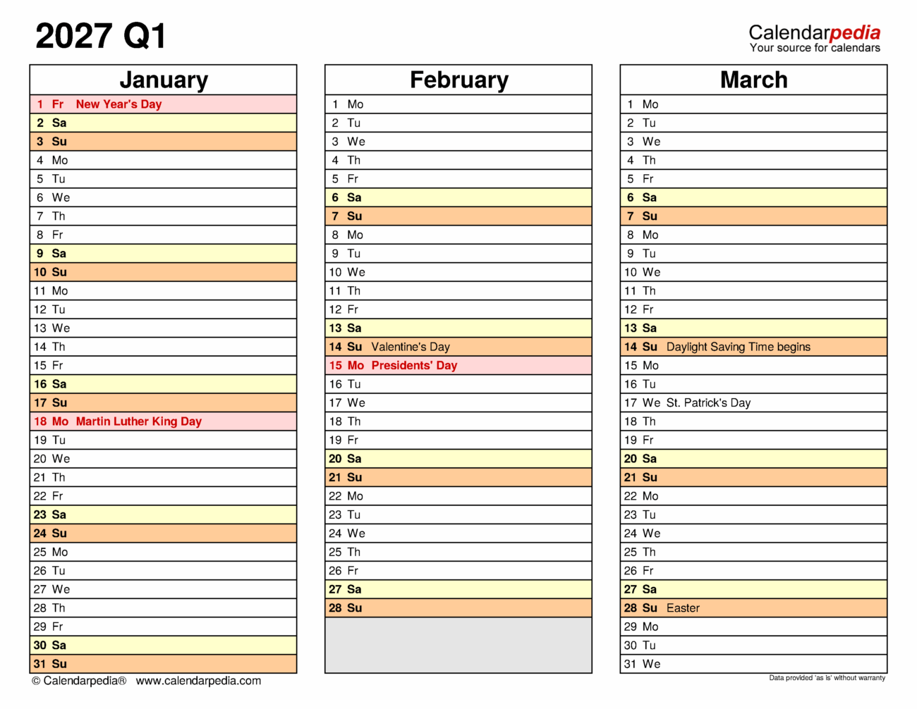 Free Printable Calendar 2027 Quarterly - Quarterly Calendars 2027: 10 Free Printable Word Templates