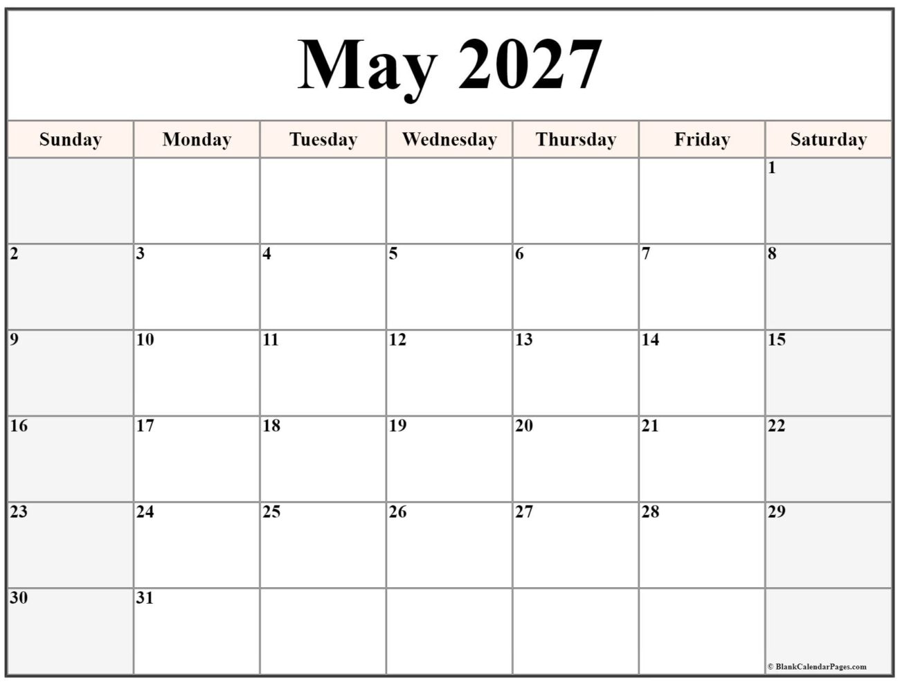 Free Printable May 2027 Calendar - May 2027 calendar | free printable calendar