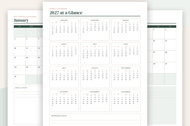 Free Printable Monthly Calendar 2027