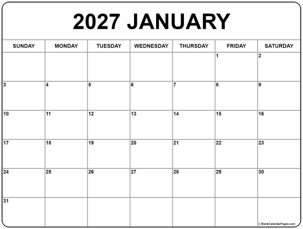 January 2027 Calendar Free Printable – January 2027 calendar | free printable calendar January 2027 Calendar Free Printable - January 2027 calendar | free printable calendar