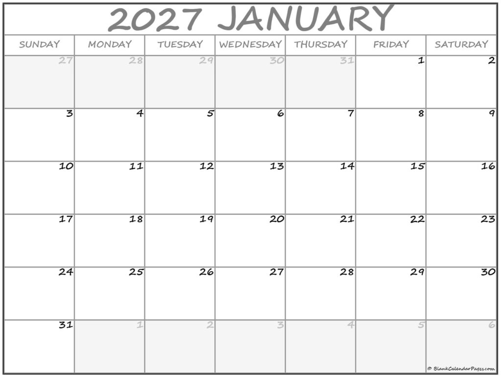 January 2027 calendar | free printable calendar