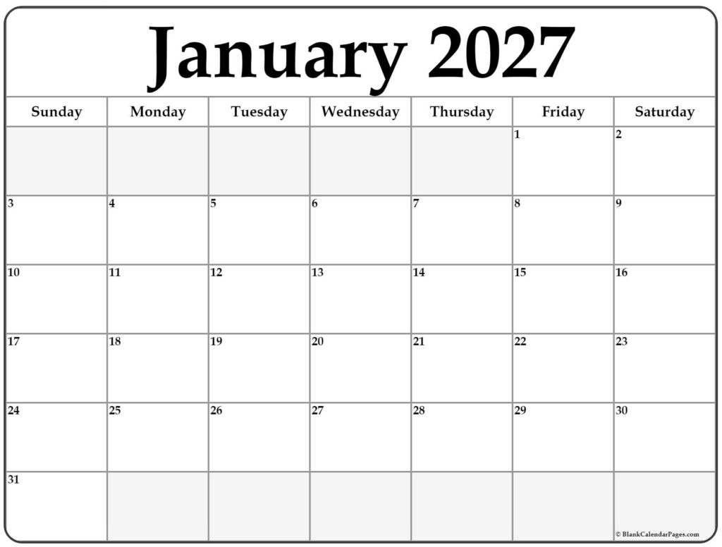 January 2027 calendar | free printable calendar