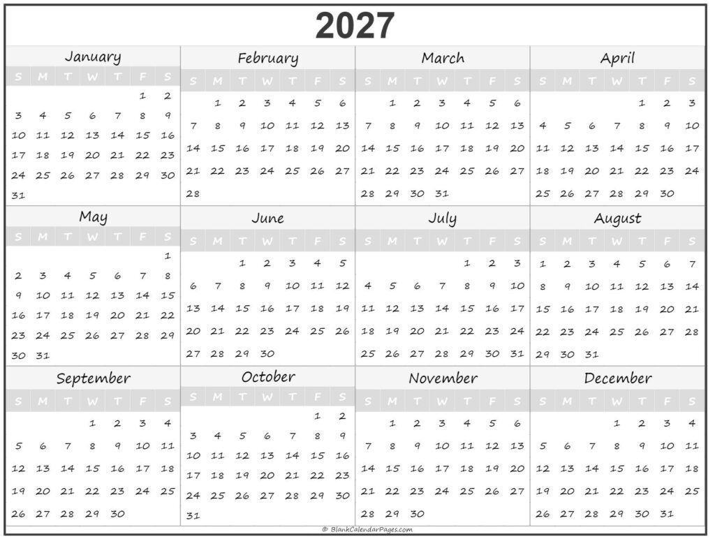Julian Date Calendar 2027 Printable - Free Printable Calendar