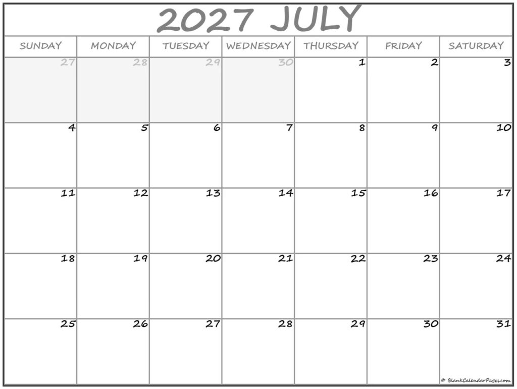 July 2027 calendar | free printable calendar