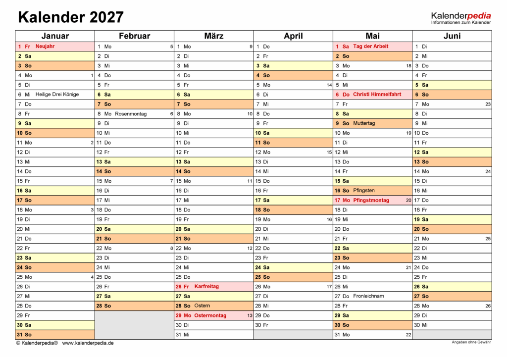 Kalender 2027: 21 kostenlose PDF-Vorlagen zum Ausdrucken