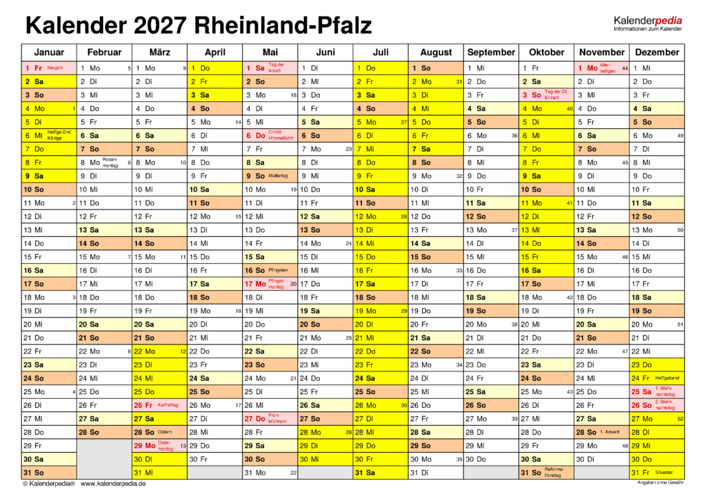 Kalender 2027 Rlp Zum Ausdrucken – Kalender 2027 Rheinland-Pfalz: 10 PDF-Vorlagen mit Ferien Kalender 2027 Rlp Zum Ausdrucken - Kalender 2027 Rheinland-Pfalz: 10 PDF-Vorlagen mit Ferien