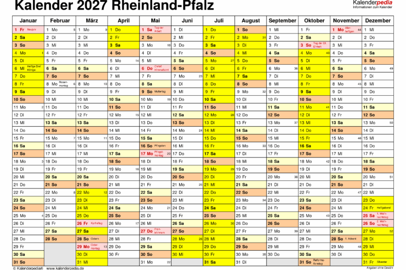 Kalender 2027 Rlp Zum Ausdrucken