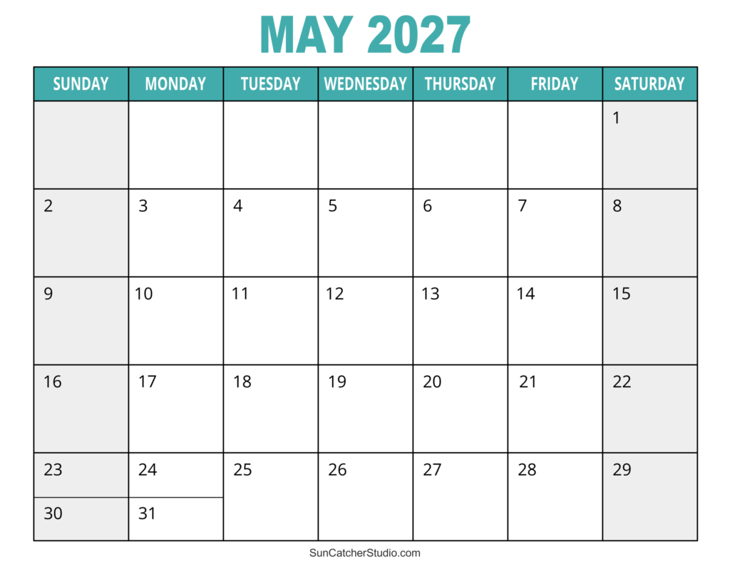 May 2027 Calendar (Free Printable) – Free Printables, Lettering, SVG ...