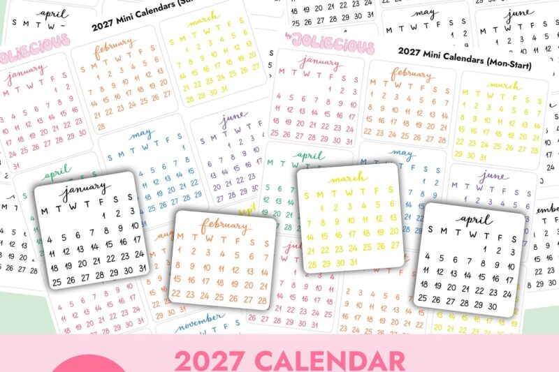 My Sticker Calendar 2027 Texas Printable