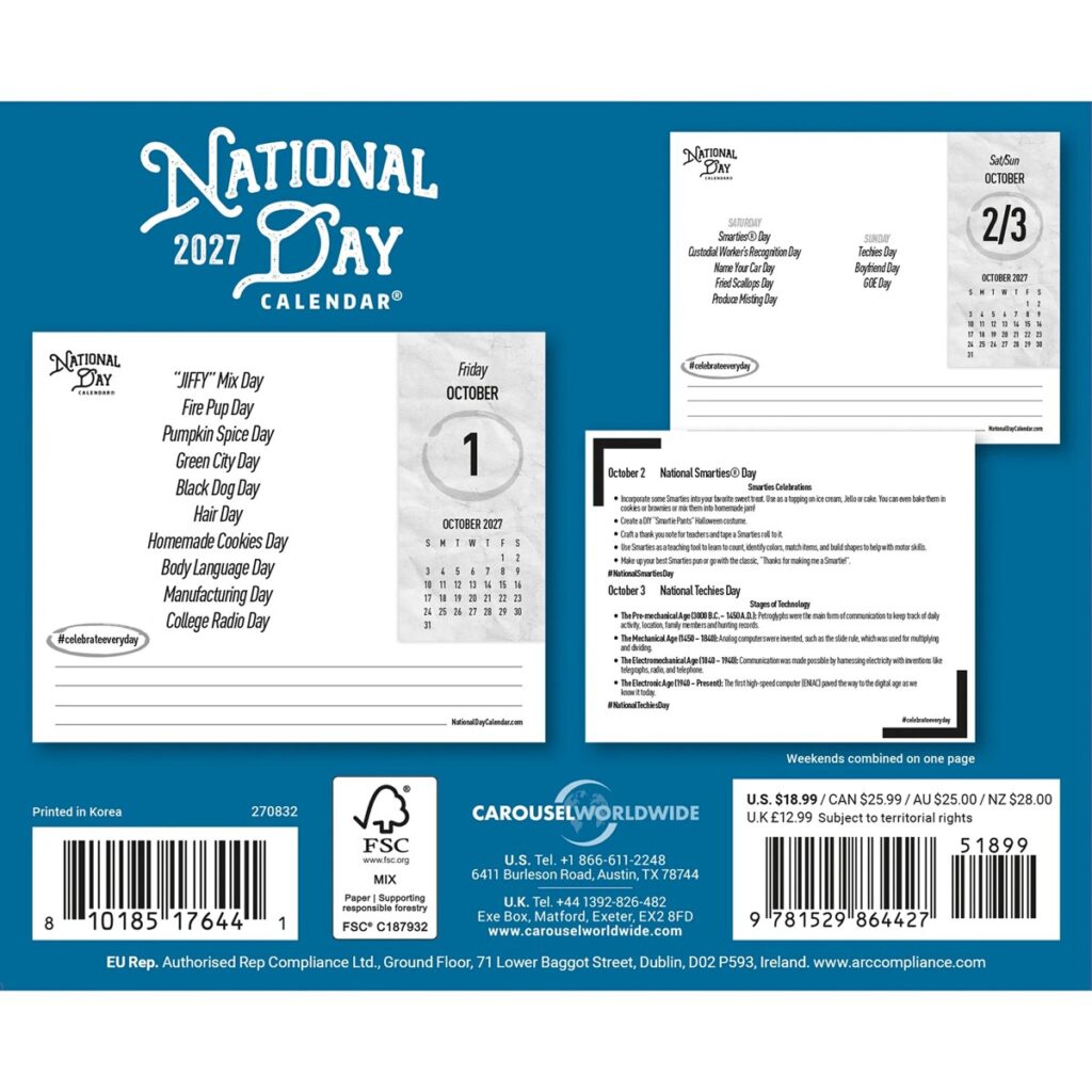 National Day Calendar 2027