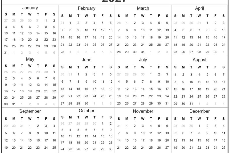 Printable 2027 Full Year Calendar
