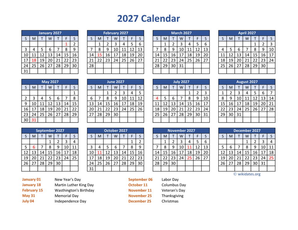 Printable 2027 Payroll Calendar Template - Federal Pay Period Calendar For 2027 Pdf Printable: Stay Organized and ...