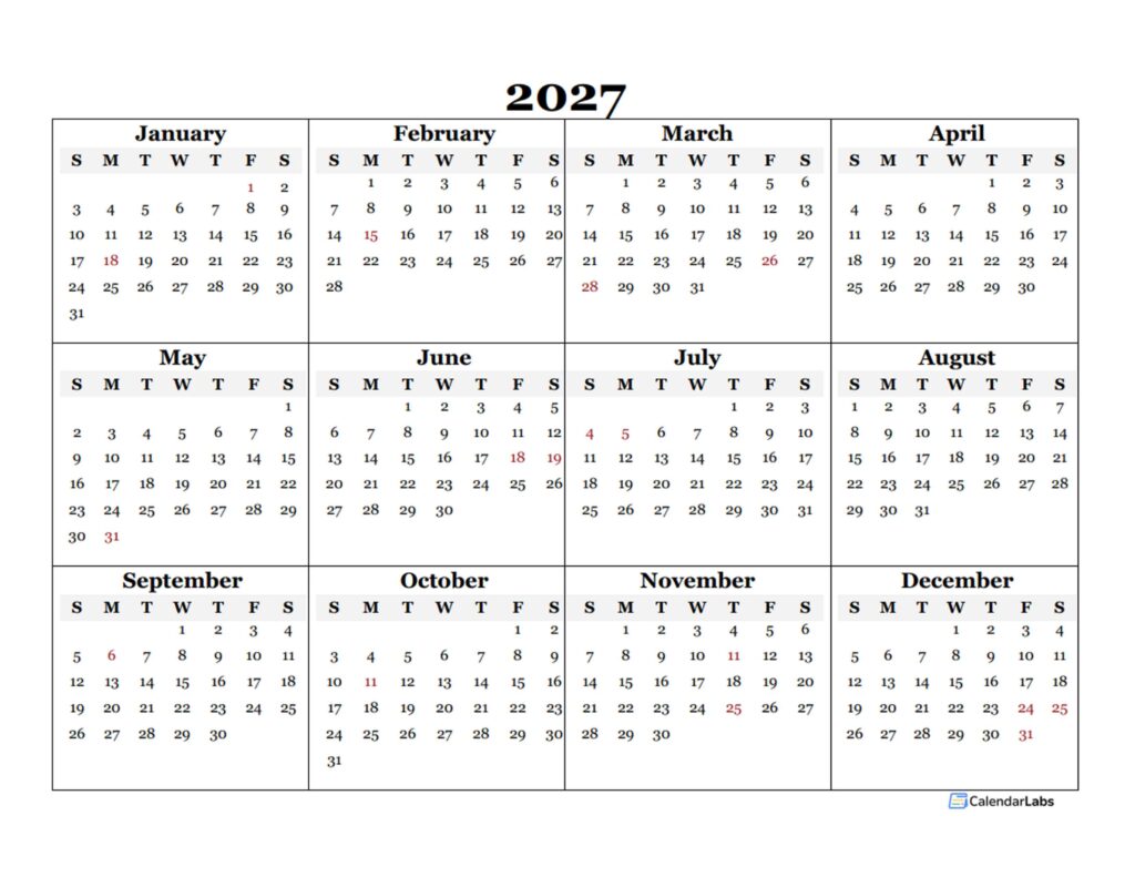 Printable Calendar 2027 Word Doc – 2027 Blank Yearly Word Calendar Template – Free Printable Templates Printable Calendar 2027 Word Doc - 2027 Blank Yearly Word Calendar Template - Free Printable Templates