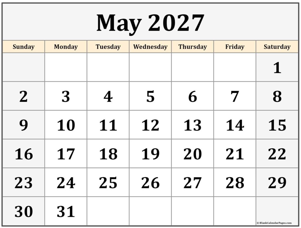 Printable Monthly Calendar May 2027 – May 2027 calendar | free printable calendar Printable Monthly Calendar May 2027 - May 2027 calendar | free printable calendar