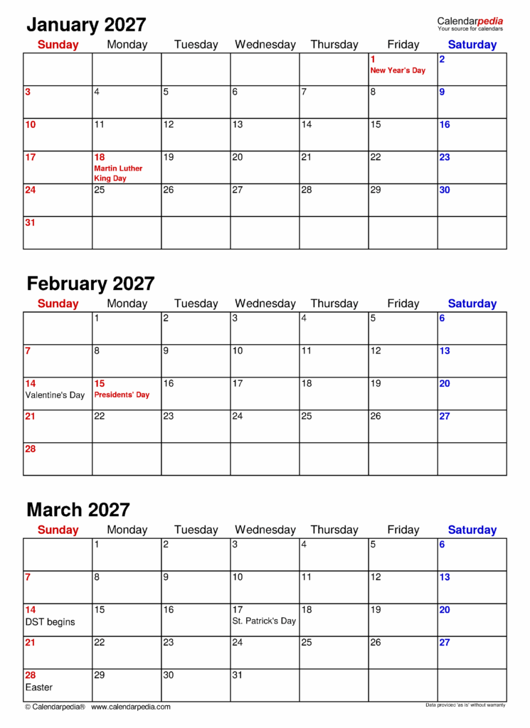 Quarterly Calendars 2027: 10 Free Printable PDF Templates