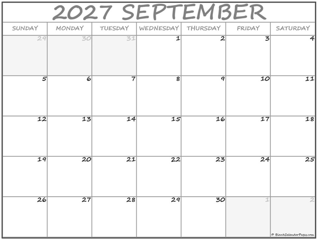 Sept 2027 Calendar Printable Free - September 2027 calendar | free printable calendar