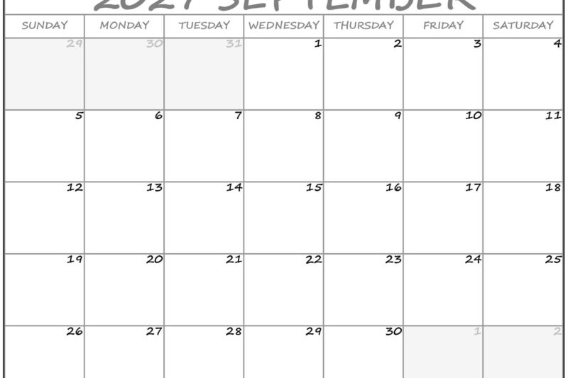 Sept 2027 Calendar Printable Free