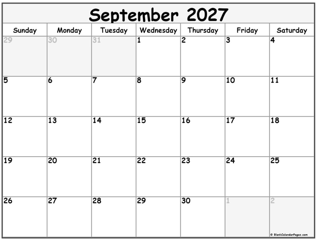 September 2027 calendar | free printable calendar